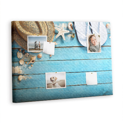 Quadro de aviso de cortiça Chapéu e chinelos