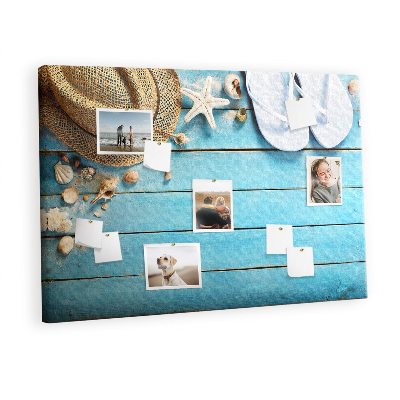 Quadro de aviso de cortiça Chapéu e chinelos