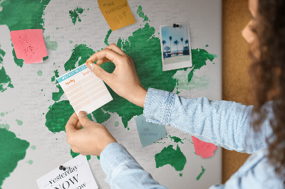 Painel em cortiça Mapa verde aquarela