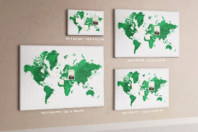 Painel em cortiça Mapa verde aquarela