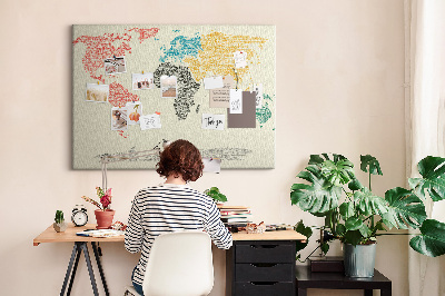 Painel em cortiça Mapa de letras
