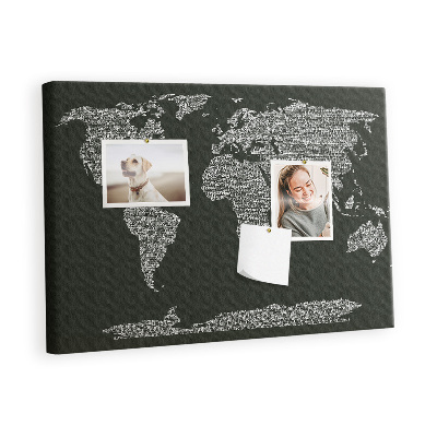 Quadro de aviso de cortiça Nomes dos continentes