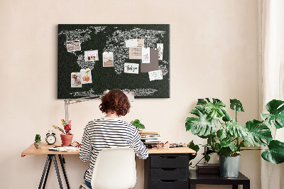 Quadro de aviso de cortiça Nomes dos continentes