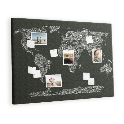 Quadro de aviso de cortiça Nomes dos continentes