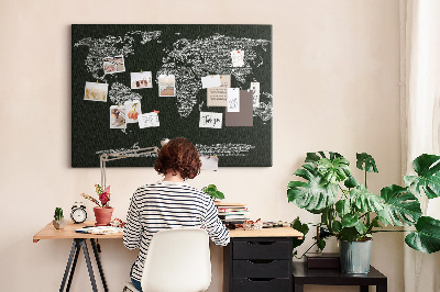 Quadro de aviso de cortiça Nomes dos continentes