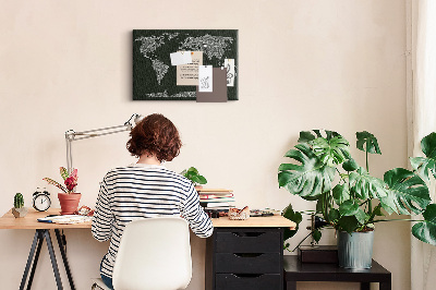 Quadro de aviso de cortiça Nomes dos continentes