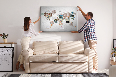 Quadro em cortiça Letras coloridas do mapa