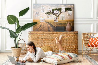 Painel em cortiça paisagem africana