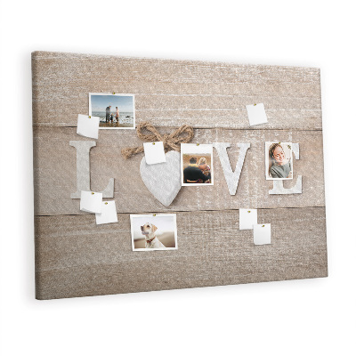 Painel em cortiça A inscrição amor