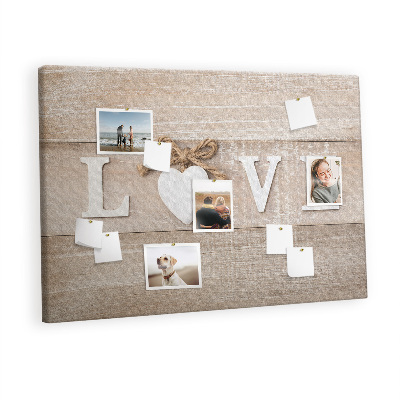 Painel em cortiça A inscrição amor