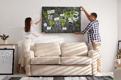 Quadro de aviso de cortiça Mapa mundial