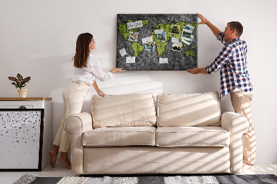 Quadro de aviso de cortiça Mapa mundial