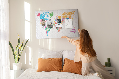 Painel em cortiça Nomes de países coloridos