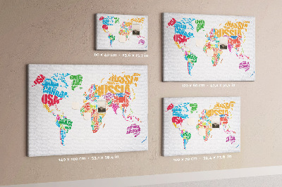 Painel em cortiça Nomes de países coloridos