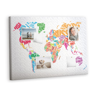 Painel em cortiça Nomes de países coloridos