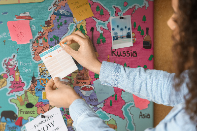 Quadro de aviso de cortiça Mapa da Europa