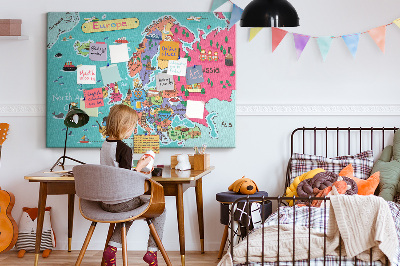 Quadro de aviso de cortiça Mapa da Europa