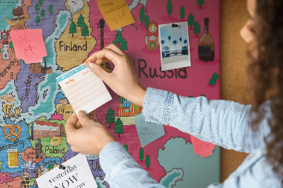 Quadro de aviso de cortiça Mapa da Europa