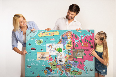 Quadro de aviso de cortiça Mapa da Europa