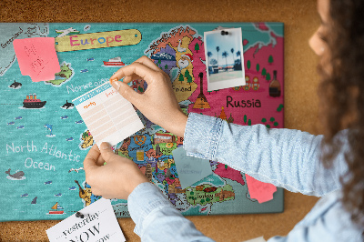 Quadro de aviso de cortiça Mapa da Europa