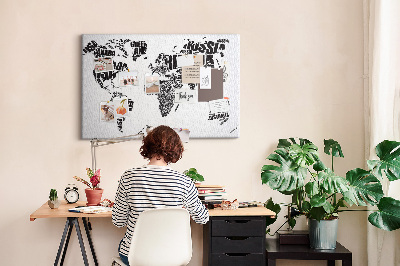 Quadro em cortiça Mapa com inscrições