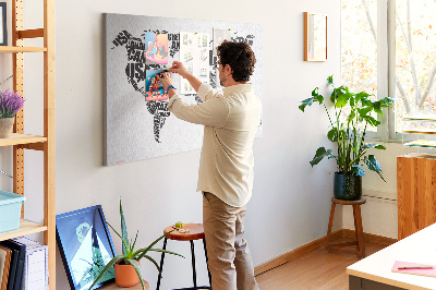 Quadro em cortiça Mapa com inscrições