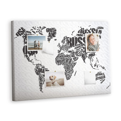 Quadro em cortiça Mapa com inscrições