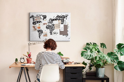 Quadro em cortiça Mapa com inscrições