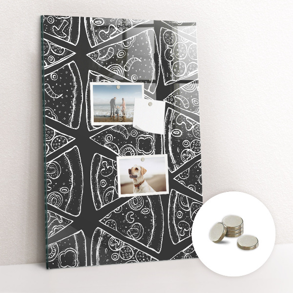 Lousa de vidro magnética Desenho de uma pizza