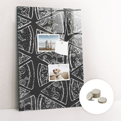 Lousa de vidro magnética Desenho de uma pizza