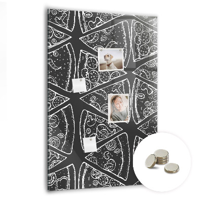 Lousa de vidro magnética Desenho de uma pizza