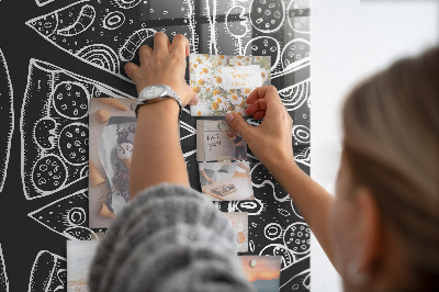 Lousa de vidro magnética Desenho de uma pizza