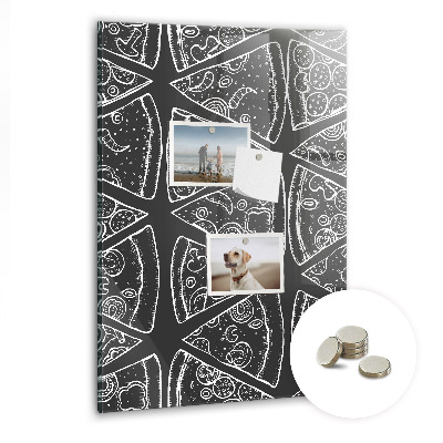 Lousa de vidro magnética Desenho de uma pizza