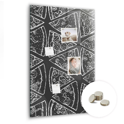 Lousa de vidro magnética Desenho de uma pizza