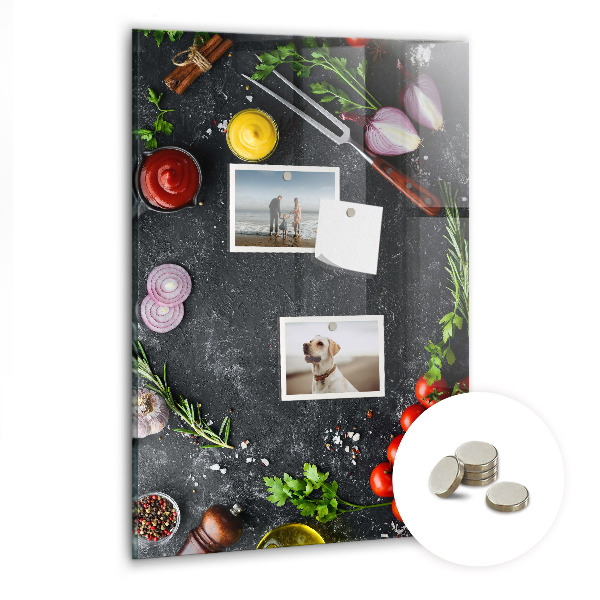 Lousa de vidro magnética Ingredientes da pizza