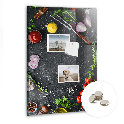 Lousa de vidro magnética Ingredientes da pizza