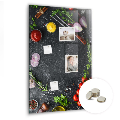 Lousa de vidro magnética Ingredientes da pizza