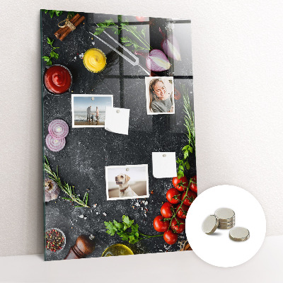 Lousa de vidro magnética Ingredientes da pizza