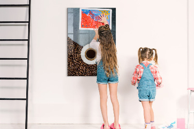 Lousa de vidro magnética Uma xícara de café