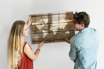 Quadro magnético decorativo Mapa-múndi do tabuleiro