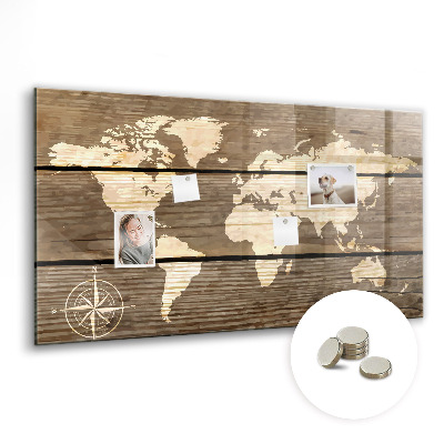 Quadro magnético decorativo Mapa-múndi do tabuleiro