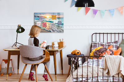 Painel magnético areia do mar da praia