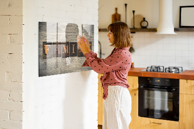 Quadro magnético de parede A família da inscrição