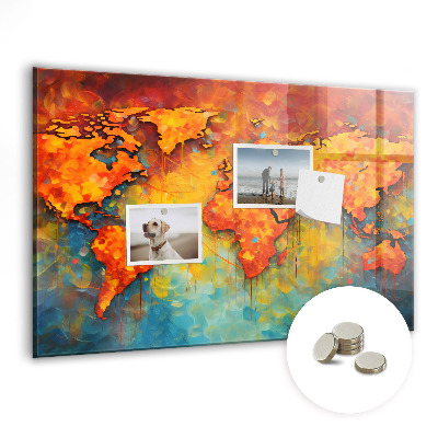 Quadro magnético de parede Mapa-múndi decorativo