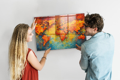 Quadro magnético de parede Mapa-múndi decorativo