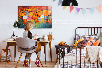 Quadro magnético de parede Mapa-múndi decorativo