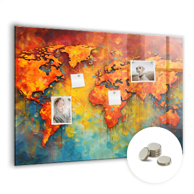 Quadro magnético de parede Mapa-múndi decorativo