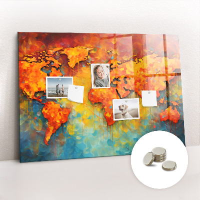 Quadro magnético de parede Mapa-múndi decorativo