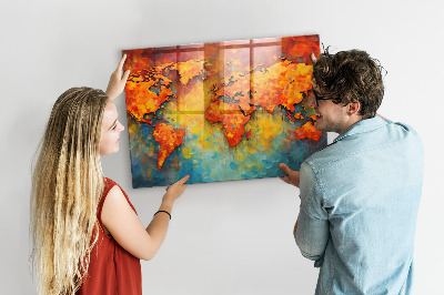 Quadro magnético de parede Mapa-múndi decorativo