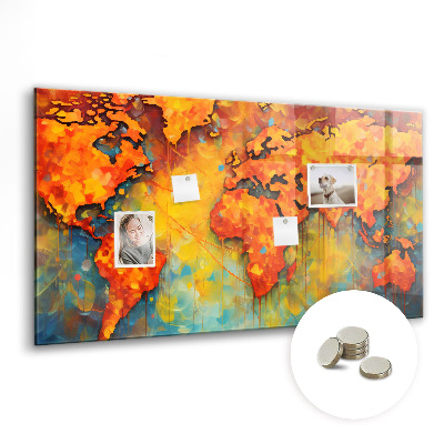 Quadro magnético de parede Mapa-múndi decorativo